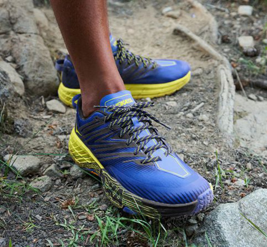 Hoka One One Mens Trail Shoes - Speedgoat 4 - Blue/Green - VHRA28076